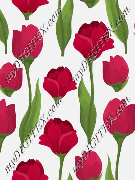 Red roses on a white background pattern
