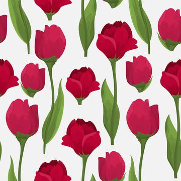 Red roses on a white background pattern