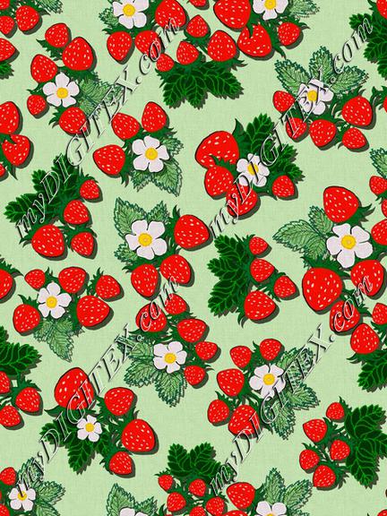 ROS033121EmbroideredStrawberriesGreen100%