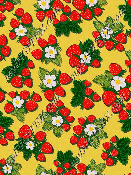 ROS033121EmbroideredStrawberriesYellow100%