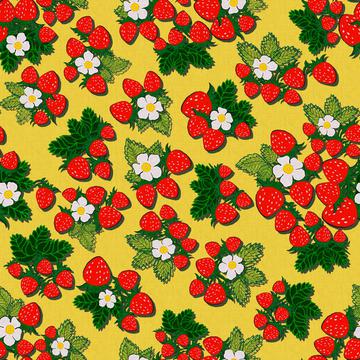 ROS033121EmbroideredStrawberriesYellow100%