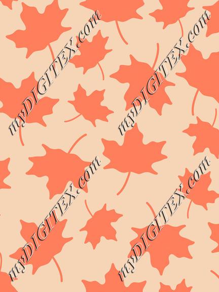 Maple Leaves Silhouette On Peach Background Autumn Fall Seamless Pattern