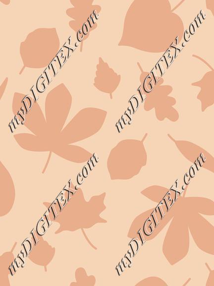 Autumn Leaves Silhouette On Peach Background Fall Seamless Pattern