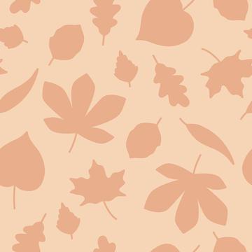 Autumn Leaves Silhouette On Peach Background Fall Seamless Pattern