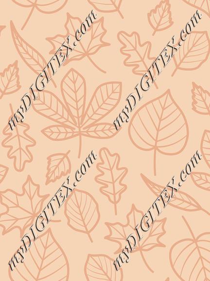 Autumn Leaves Outline On Peach Background Autumn Fall Seamless Pattern