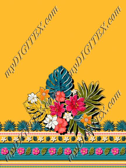 ROS100721FloralBloomingYellowBorder100%