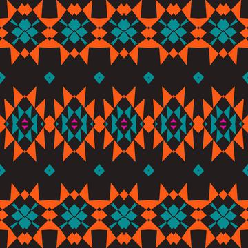Tribal shapes rows on a black background