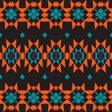 Tribal shapes rows on a black background