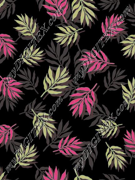 ROS101621LeafPink&GreenPatternBlack