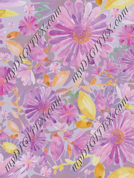 Violet and Yellow Watercolor Floral-01