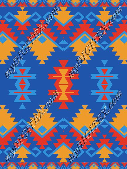 Tribal shapes on a blue background