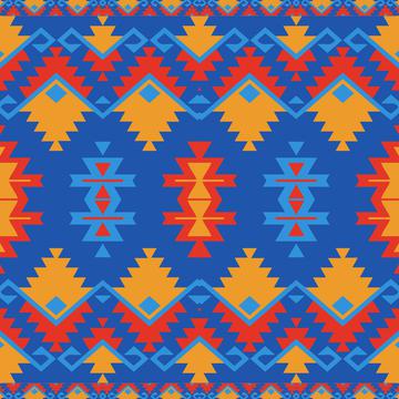 Tribal shapes on a blue background