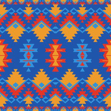 Tribal shapes on a blue background