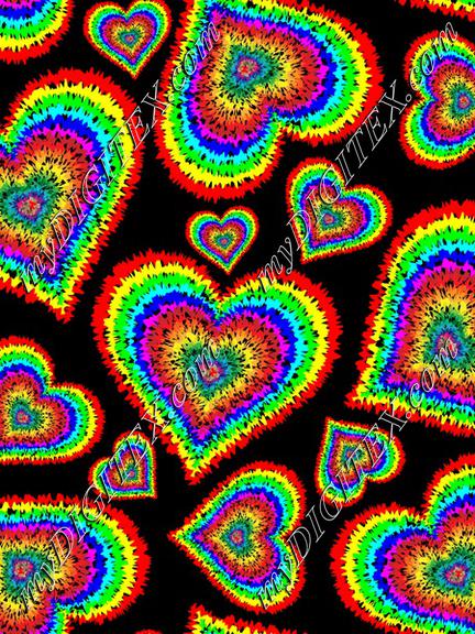 rainbow hearts on black