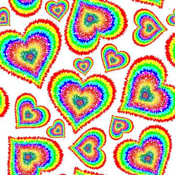 rainbow hearts white