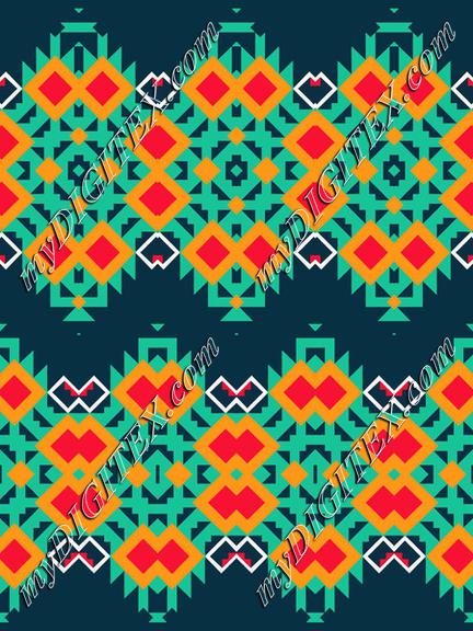 Tribal shapes on a dark green background