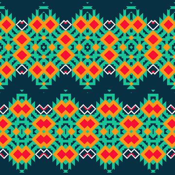 Tribal shapes on a dark green background