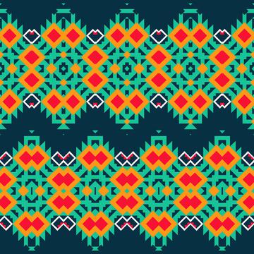 Tribal shapes on a dark green background