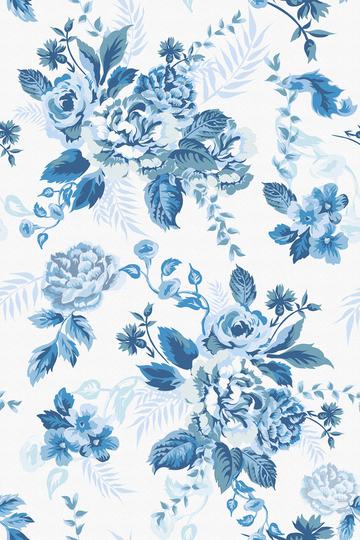 Retro Blue Roses Chintz