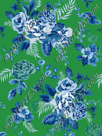 Roses blue on green