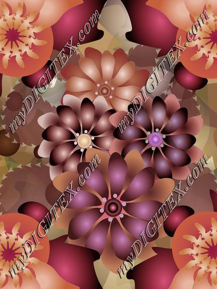 ORNAMENTO DALIAS NARANJAS Y BURGUNDY