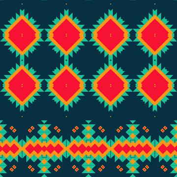 Tribal shapes on a green background