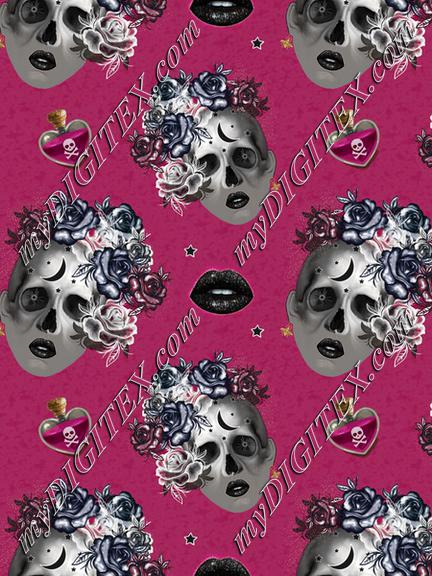 Lady skull hot pink x4