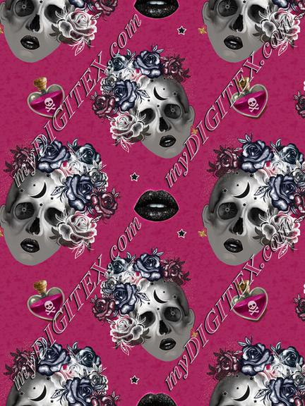 Lady skull hot pink x4