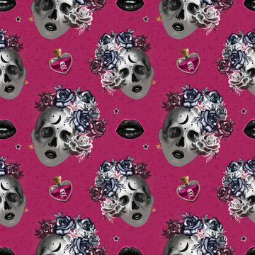 Lady skull hot pink x4