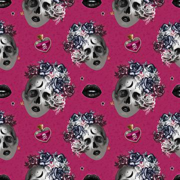 Lady skull hot pink x4