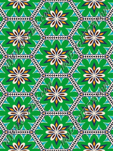 Flowers in hexagons pattern