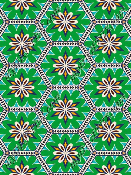 Flowers in hexagons pattern