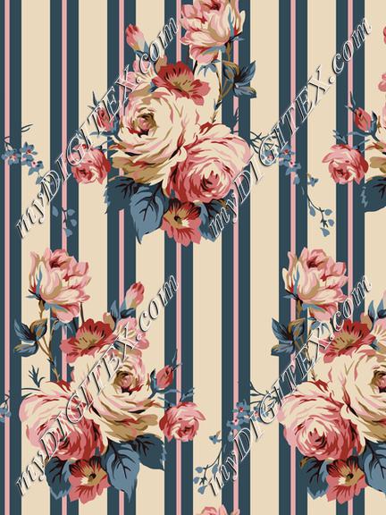 Antique Floral Stripe