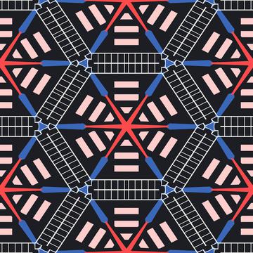 Shapes on a black background pattern