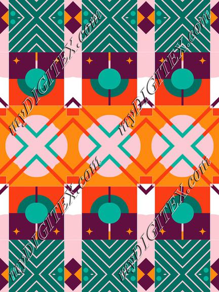 Shapes in retro colors pattern