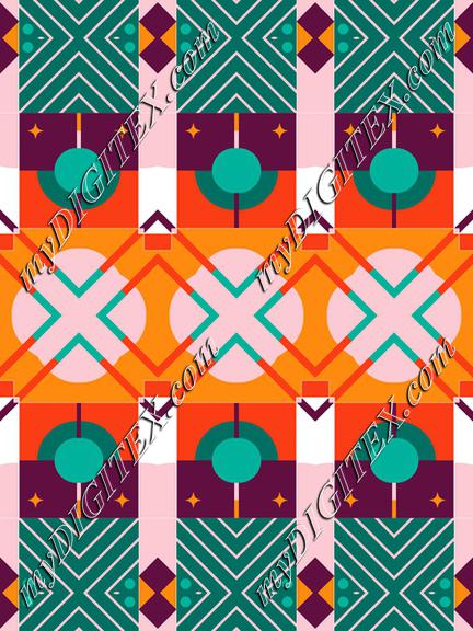 Shapes in retro colors pattern