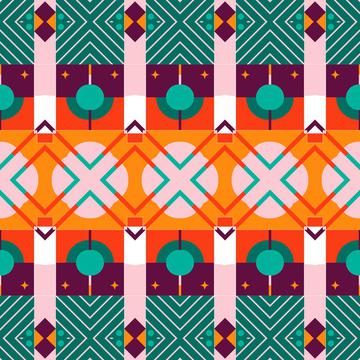 Shapes in retro colors pattern