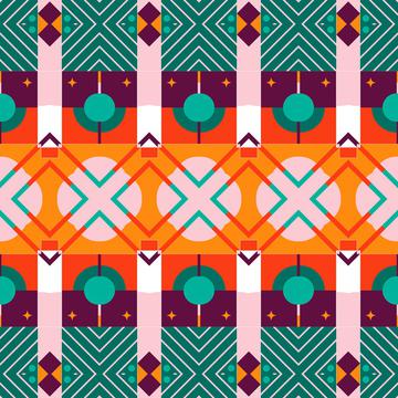 Shapes in retro colors pattern