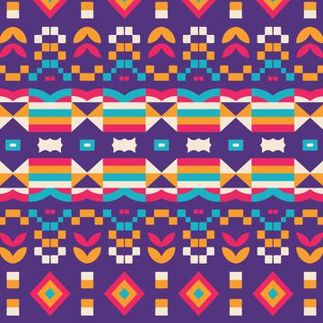 Pastel shapes rows on a purple background