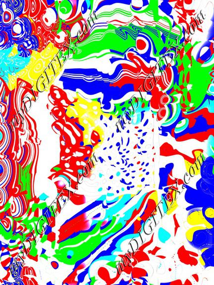 Colorful distorted shapes on a white background