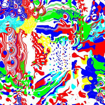 Colorful distorted shapes on a white background