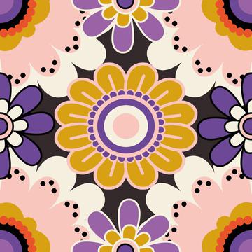70´s Retro Wallpaper in pink, purple and orange