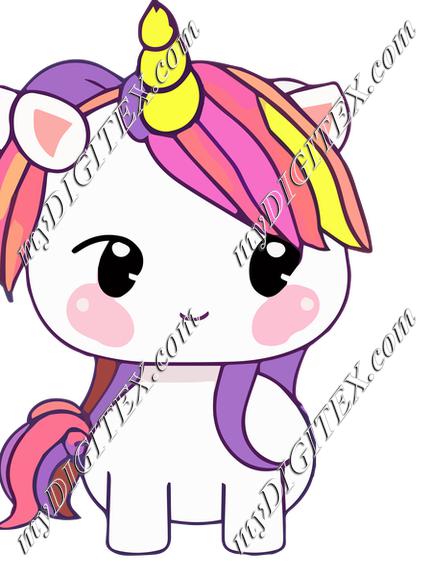 Cute kawaii unicorn illustration