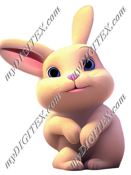 Cute white bunny 3d illustration