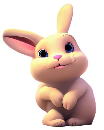 Cute white bunny 3d illustration