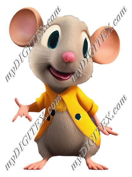 Cute mouse in a yellow jacket illustration