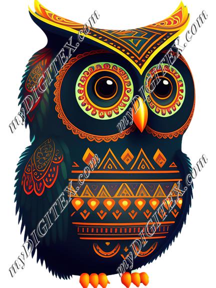 Tribal owl illustration