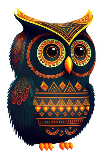 Tribal owl illustration