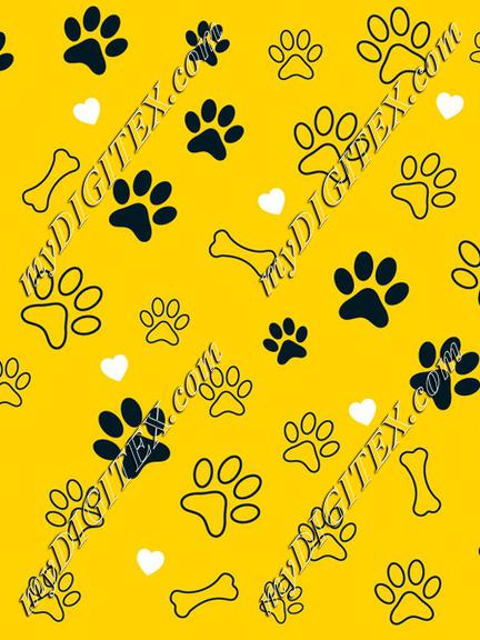 Puppy Dog Yellow Pawprint dog print bone
