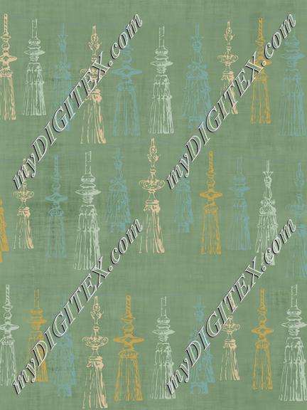 Tassel Design Green Teal Pink Gold